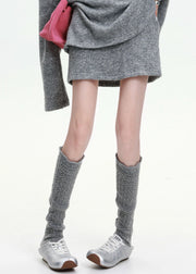 Italian Grey Oversized Wool Knit Two Pieces Set Spring