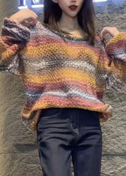 Italian Khaki Sequins Tie Dye Knit Sweaters Spring