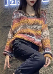 Italian Khaki Sequins Tie Dye Knit Sweaters Spring