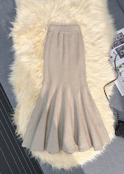 Italian Khaki Silm Fit Warm Knit Wraped Skirts Fall