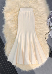 Italian Khaki Silm Fit Warm Knit Wraped Skirts Fall