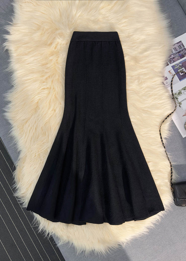 Italian Khaki Silm Fit Warm Knit Wraped Skirts Fall