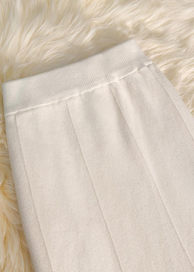 Italian Khaki Silm Fit Warm Knit Wraped Skirts Fall