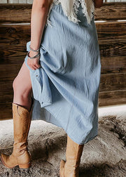 Italian Light Blue High Waist Pockets Denim Skirt Summer