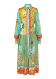Italian Peter Pan Collar Button Long Shirts Dress Fall