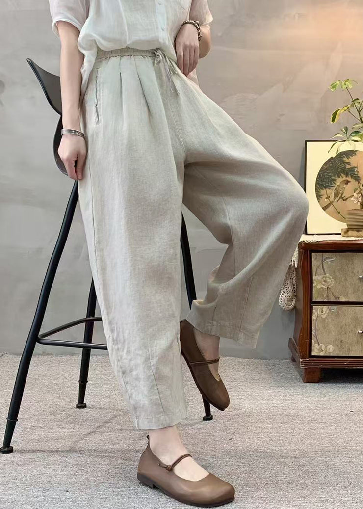 Italian Pink Oversized Pockets Linen Harem Pants Summer