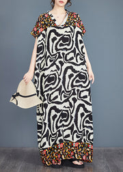 Italian Print Oversized Patchwork Cotton Vacation Dresses Summer