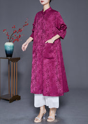 Italian Purple Oversized Print Silk Trench Coats Fall