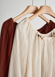 Italian Red Oversized Drawstring Cotton Shirts Fall