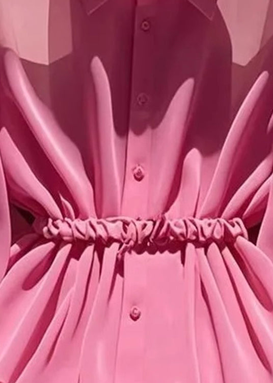 Italian Rose Peter Pan Collar Button Chiffon Blouses Fall