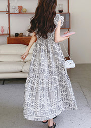 Italian V Neck Print Cotton Long Dresses Summer