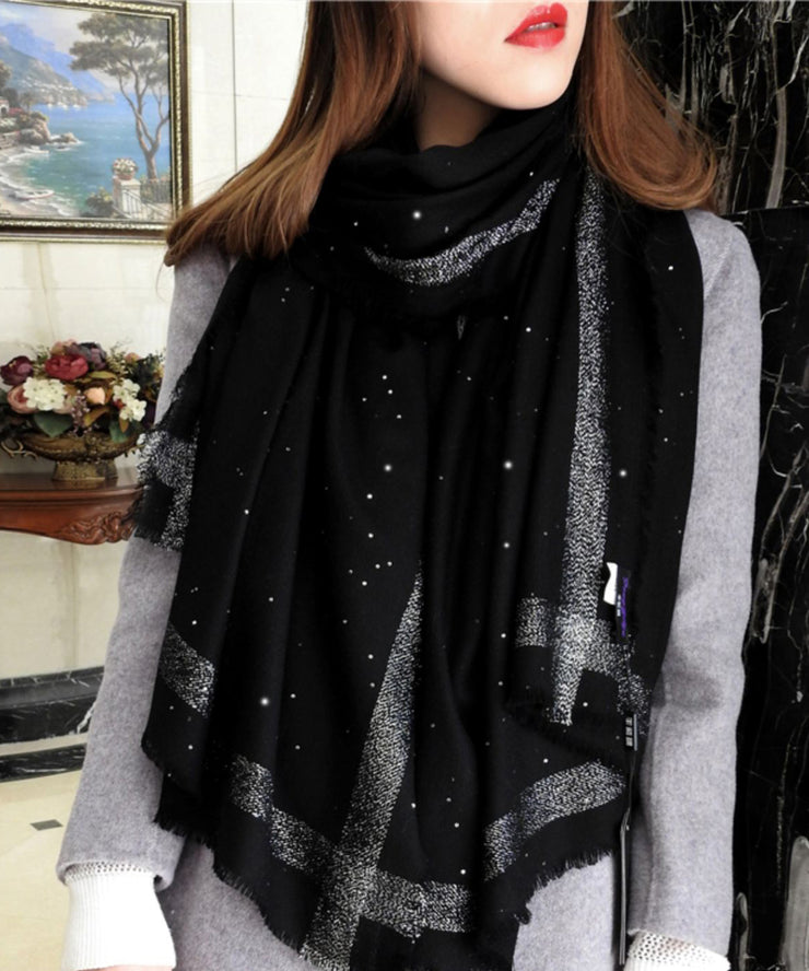 Italian Versatile Tasseled Sequins Woolen Scarf