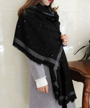 Italian Versatile Tasseled Sequins Woolen Scarf