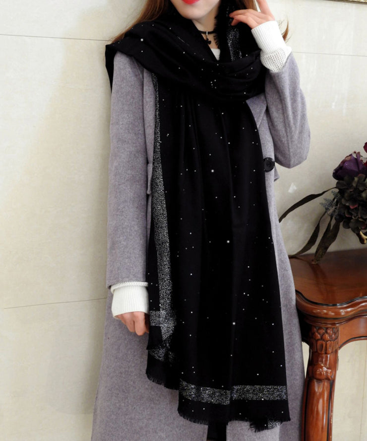 Italian Versatile Tasseled Sequins Woolen Scarf