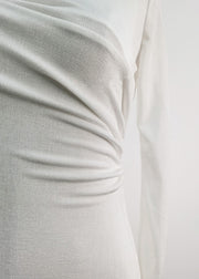Italian White Asymmetrical Hollow Out Knitting Cotton Maxi Dress Fall