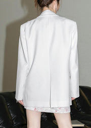 Italian White Floral Decorated Bead Button Suit Coat Spring