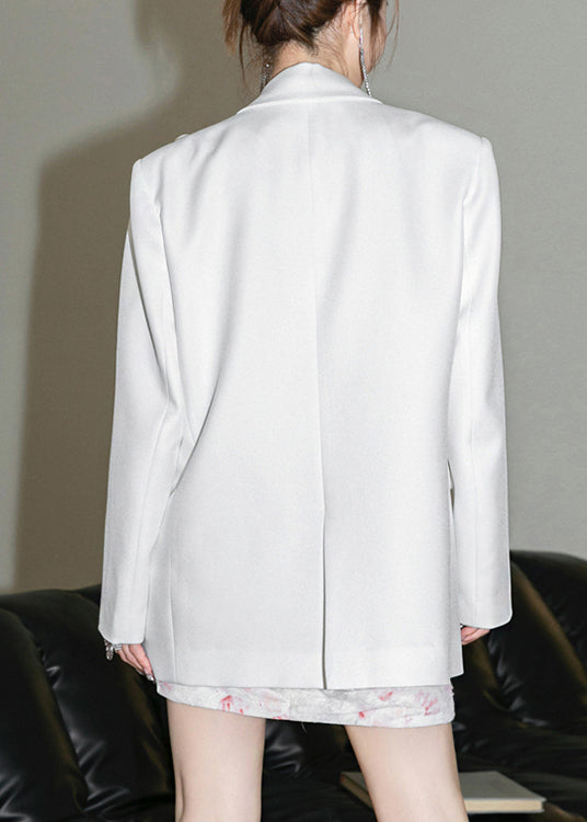 Italian White Floral Decorated Bead Button Suit Coat Spring