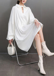 Italian White Oversized Mid Dress Batwing Sleeve