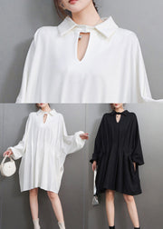 Italian White Oversized Mid Dress Batwing Sleeve