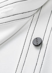Italian White Peter Pan Collar Patchwork Button Shirts Fall