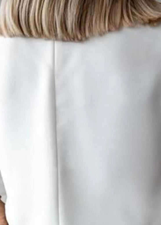 Italian White Stand Collar Sequins Shirts Short Sleeve