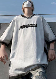 Italian White Tie Dye Letter Jacquard Cotton T Shirts Summer