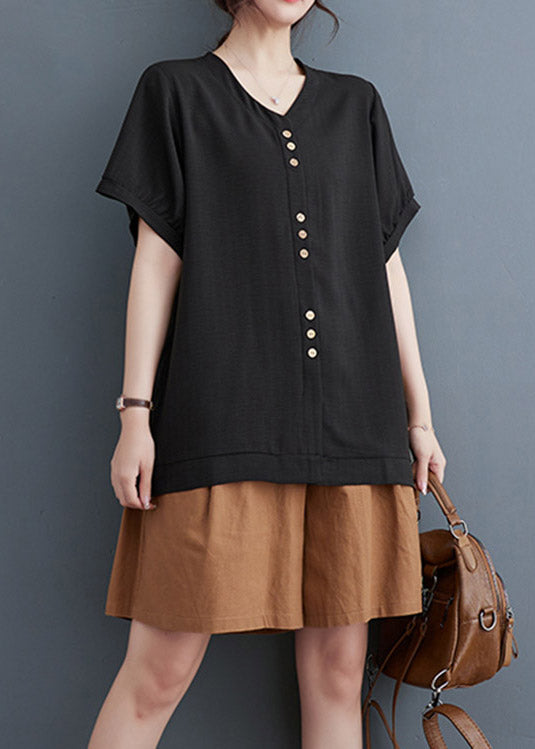 Italian White V Neck Solid T Shirt Short Sleeve – SooLinen