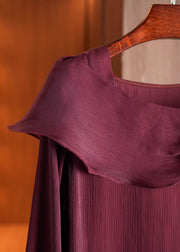 Italian Wine Red Square Collar Floral Chiffon Shirts Fall