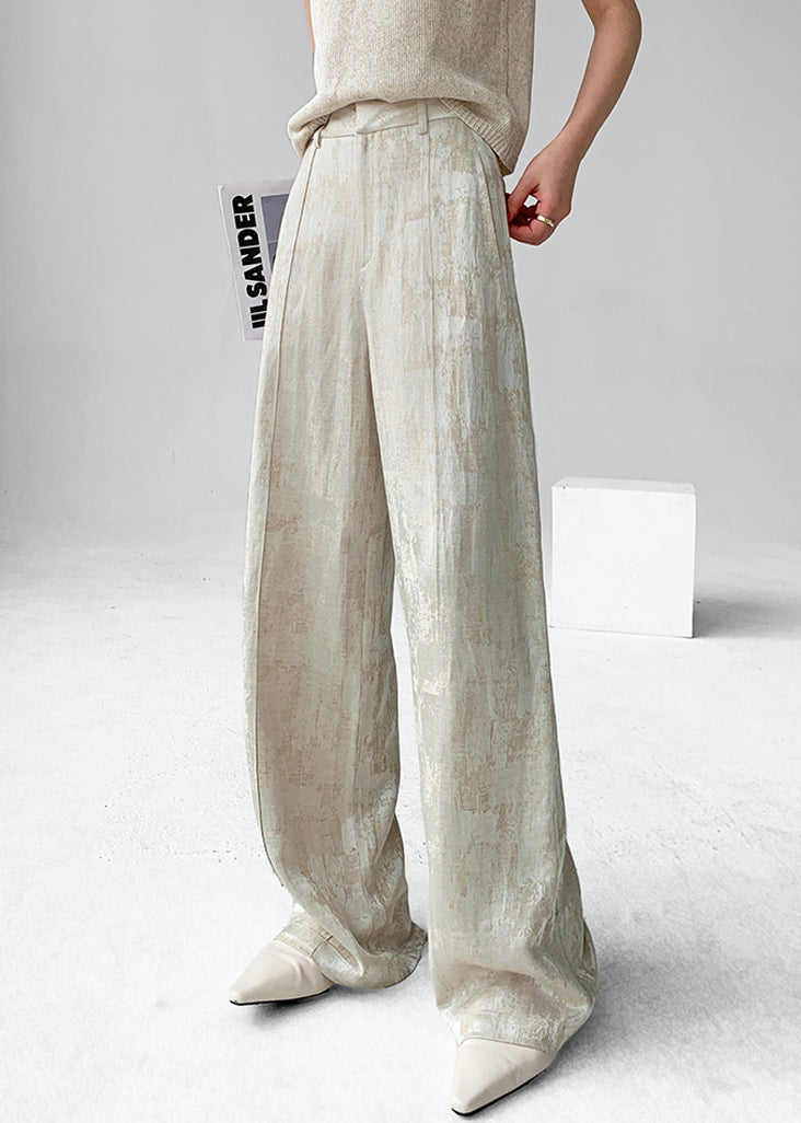 Jacquard Apricot Original Design High Waist Linen Pants Fall