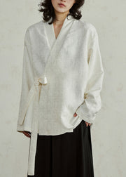 Jacquard Beige V Neck Solid Top Long Sleeve