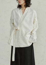 Jacquard Beige V Neck Solid Top Long Sleeve