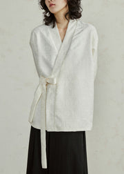 Jacquard Beige V Neck Solid Top Long Sleeve