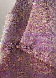 Jacquard Purple Stand Collar Asymmetrical Waistcoat Sleeveless