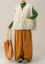 Japanese Apricot Cotton Filled Vest Drawstring 3 Piece Outfit Winter