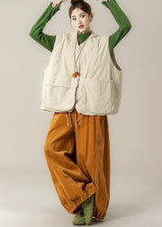 Japanese Apricot Cotton Filled Vest Drawstring 3 Piece Outfit Winter