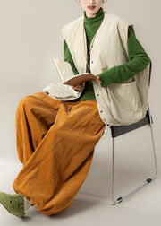 Japanese Apricot Cotton Filled Vest Drawstring 3 Piece Outfit Winter