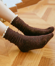 Japanese Autumn And Winter Lace Patchwork Mid Calf Socks