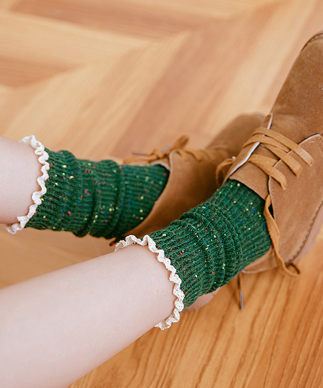 Japanese Autumn And Winter Lace Patchwork Mid Calf Socks