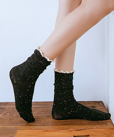 Japanese Autumn And Winter Lace Patchwork Mid Calf Socks