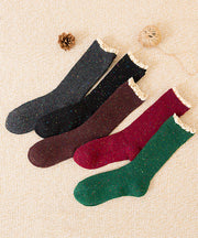 Japanese Autumn And Winter Lace Patchwork Mid Calf Socks