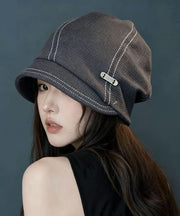 Japanese Black Drawstring Cotton Bucket Hat