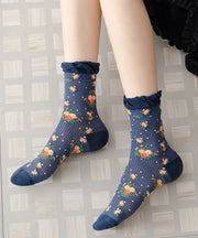 Japanese Cute Floral Thin Mid Socks Summer
