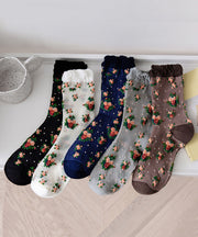 Japanese Cute Floral Thin Mid Socks Summer