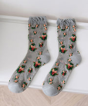 Japanese Cute Floral Thin Mid Socks Summer