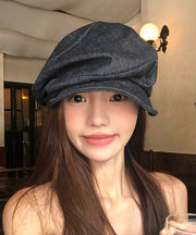 Japanese Style Black Pleated Denim Breton Hat