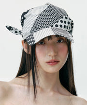Japanese Style Black White Dot Bow Baseball Cap Hat