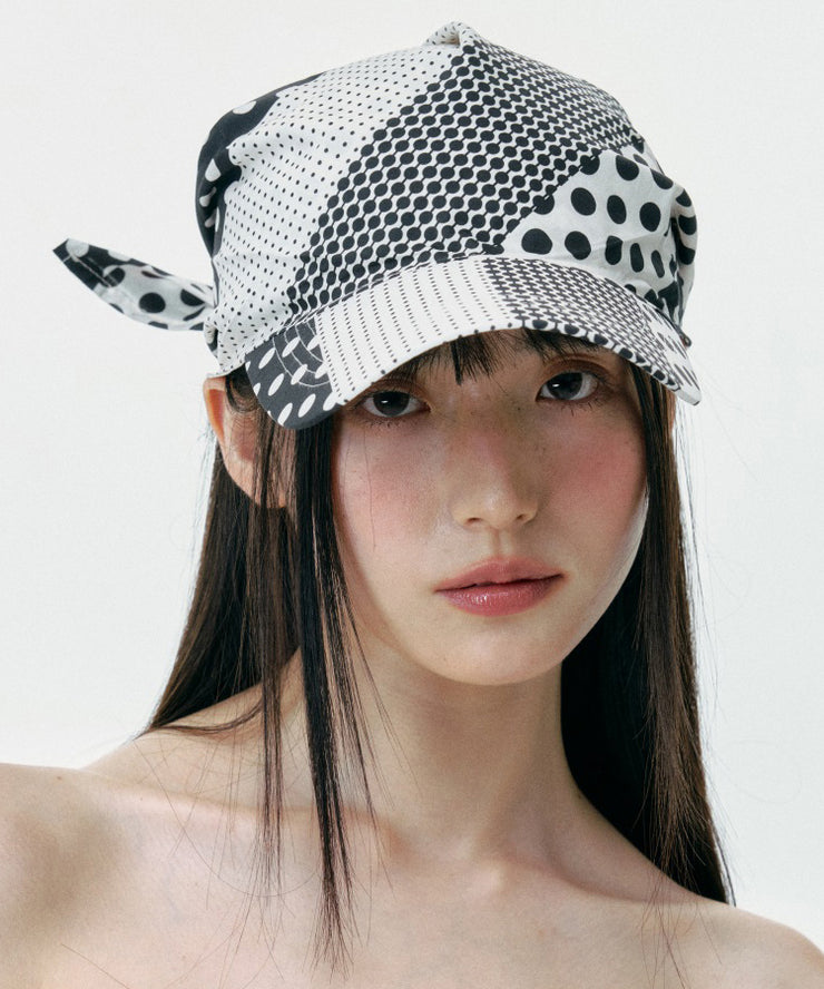 Japanese Style Black White Dot Bow Baseball Cap Hat
