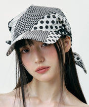Japanese Style Black White Dot Bow Baseball Cap Hat