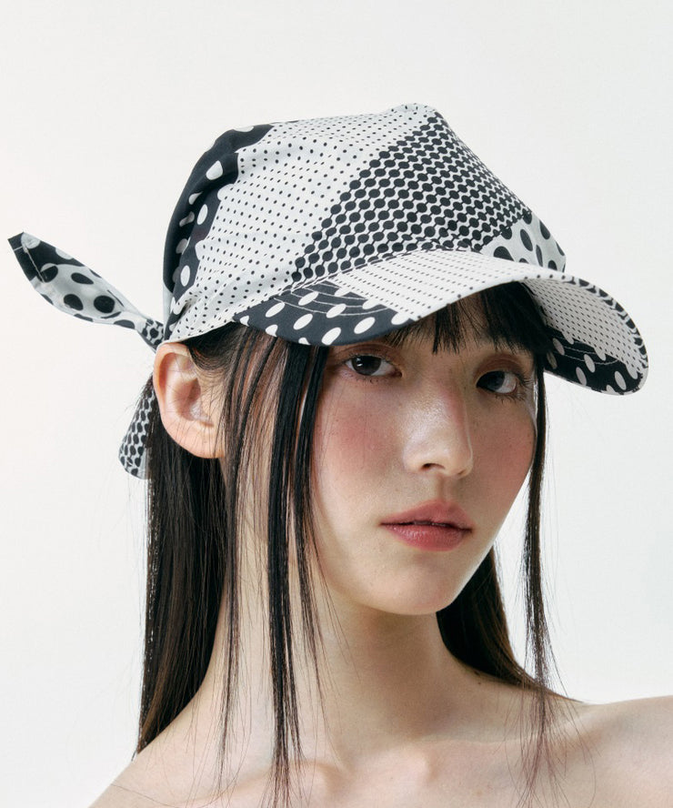 Japanese Style Black White Dot Bow Baseball Cap Hat
