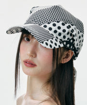 Japanese Style Black White Dot Bow Baseball Cap Hat